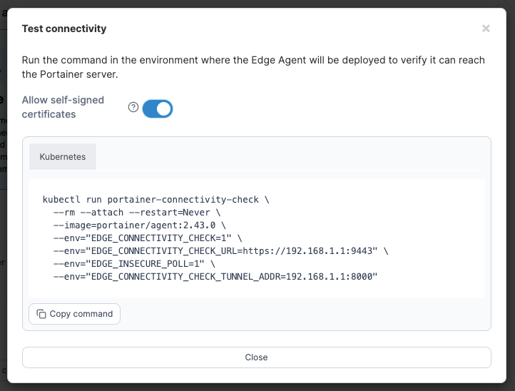 Portainer KubeSolo provisioning setup form
